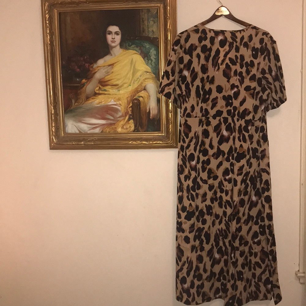 New! Cheetah Animal Print Wrap Maxi Dress 2X - Picture 7 of 8